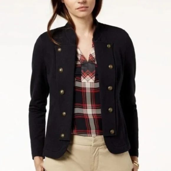 TOMMY HILFIGER Retail $110, Military Band Jacket, Navy, Women's XL, NWT - Picture 2 of 10